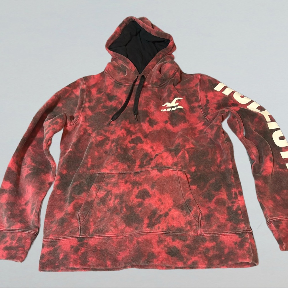 Vintage Red & Black Tie-dye Hollister Hoodie